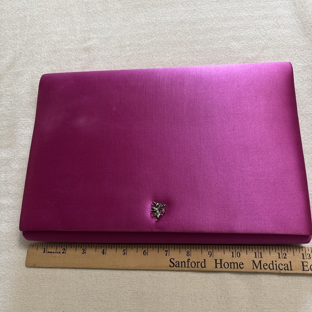 PHILIP TREACY LONDON ELEGANT CLASSIC LARGE PINK FLAP SILK CLUTCH BAG Formal - Picture 5 of 16